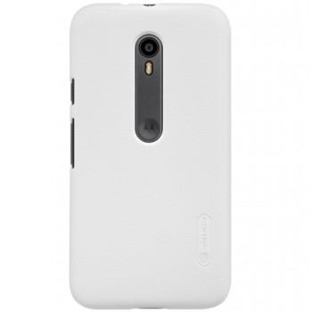 Moto G3 dėklas baltas "Nillkin" Frosted Shield + plėvelė